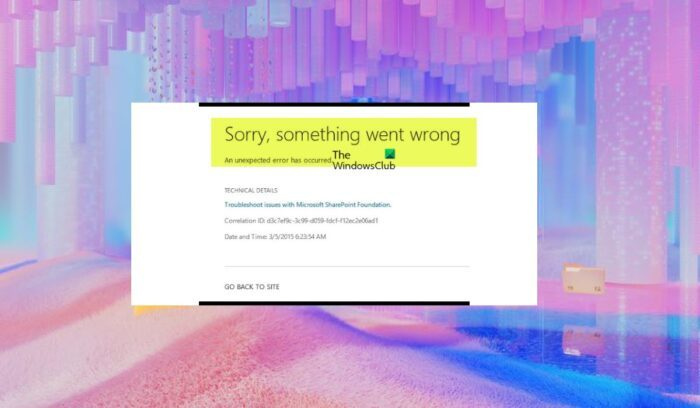 Sorry, er is iets fout gegaan in SharePoint