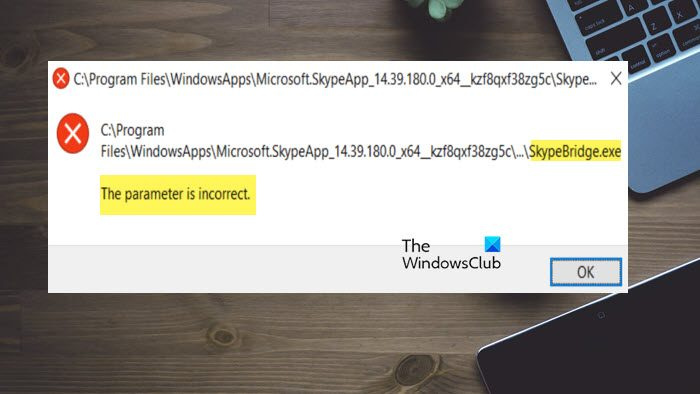 Fix SkypeBridge.exe-parameter is ongeldig