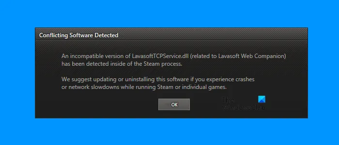 Software en conflicto detectado: se encontró una versión incompatible en Steam
