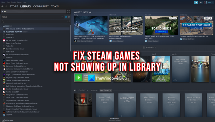 إصلاح ألعاب Steam لا تظهر في المكتبة