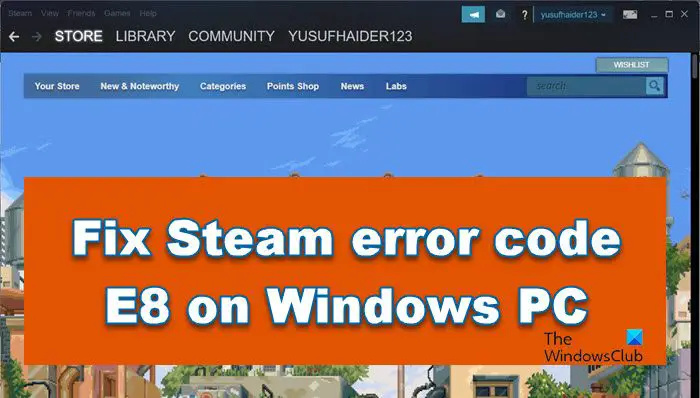 Διορθώστε τον κωδικό σφάλματος Steam E8 σε υπολογιστή με Windows