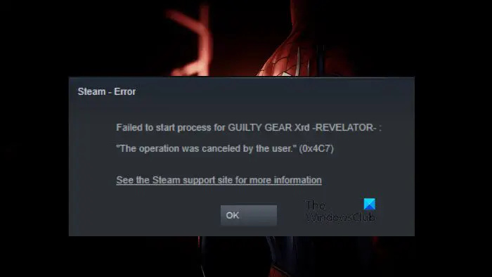 Steam Error 0x4C7, Operasi dibatalkan oleh pengguna