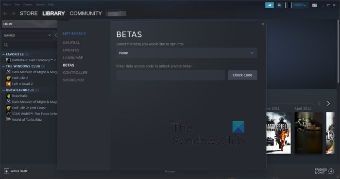 Beta-spil på Steam