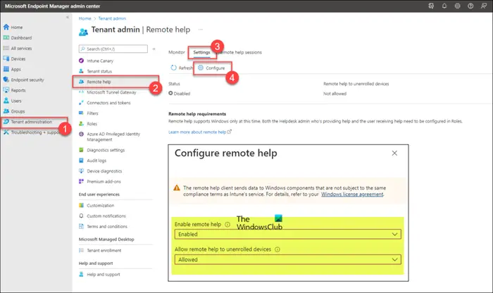   I-enable ang Remote Help sa Microsoft Endpoint Manager admin center