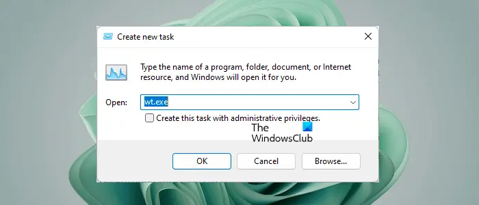 Ouvrez le terminal Windows via le gestionnaire de tâches