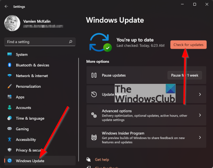 Verifique se há atualizações do Windows 11