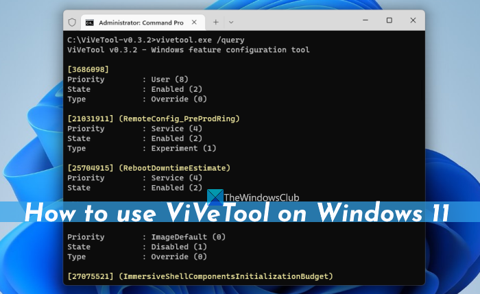 ViVeTool gebruiken in Windows 11