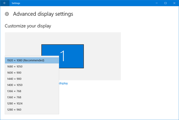 Cambiar la resolución de pantalla en Windows