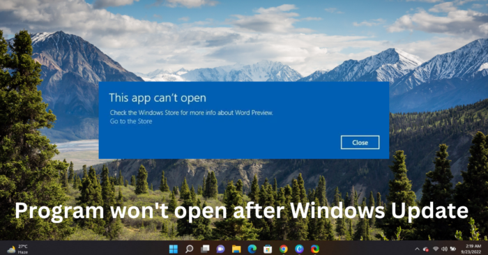 Program se po aktualizaci Windows neotevře [Opraveno]