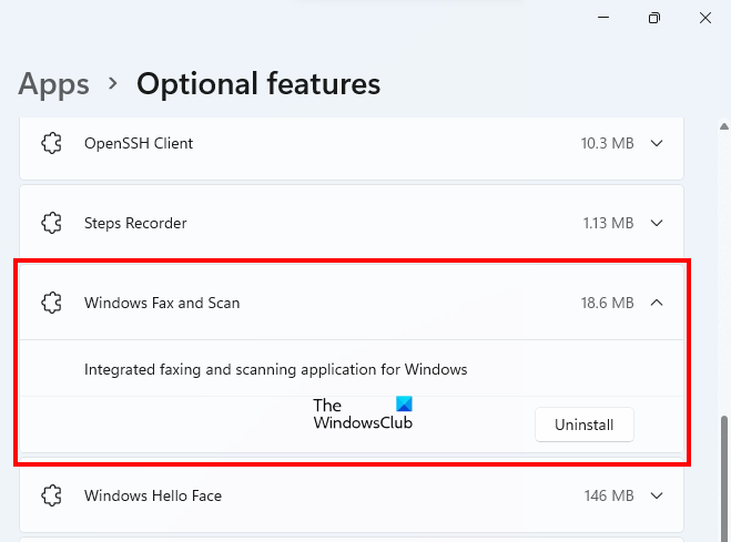Windows FAX とスキャンの削除