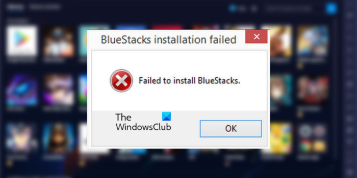 BlueStacks no se pudo instalar