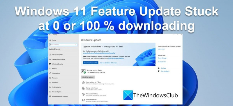 Windows 11 বৈশিষ্ট্য আপডেট 0 বা 100% লোডিং এ আটকে গেছে