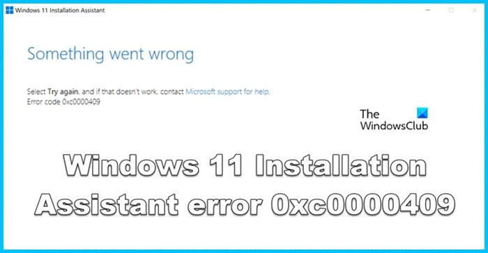 Code d'erreur de l'assistant de configuration de Windows 11 0xc0000409