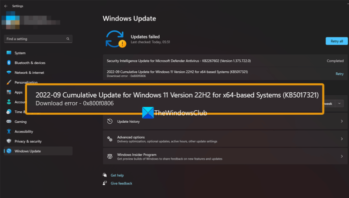 Herstel fout 0x800f0806 bij het downloaden of installeren van Windows 11-updates