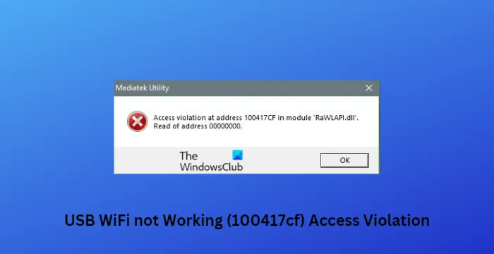 USB WiFi nefunguje s chybou 100417CF Access Violation