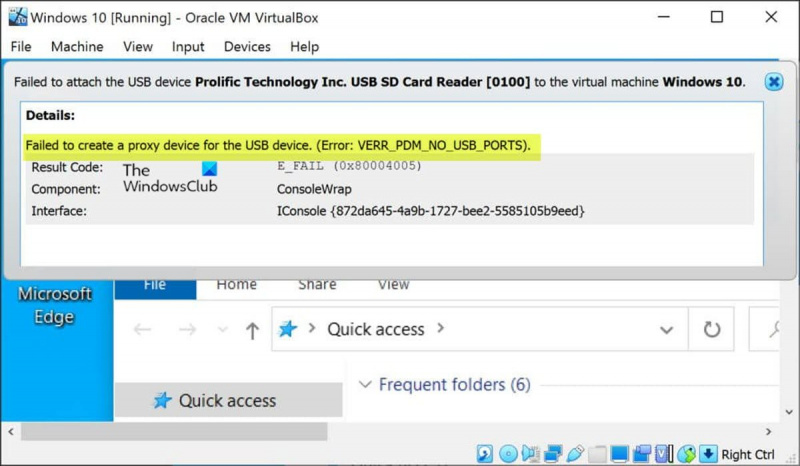 Kan proxy-apparaat niet maken voor VirtualBox-fout USB-apparaat