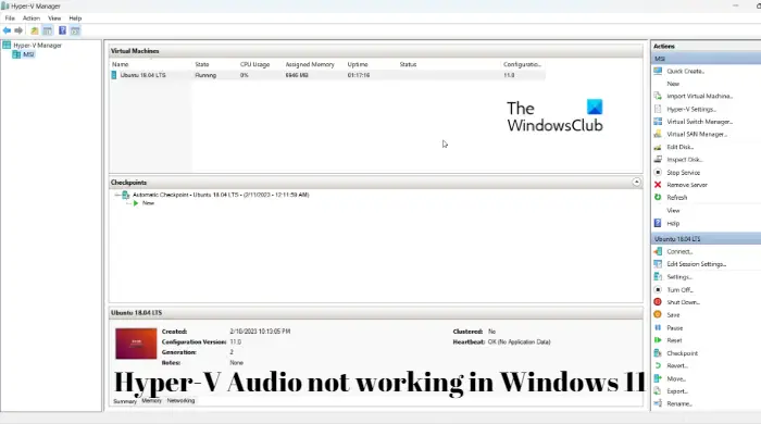 Поправите Хипер-В аудио који не ради у оперативном систему Виндовс 11