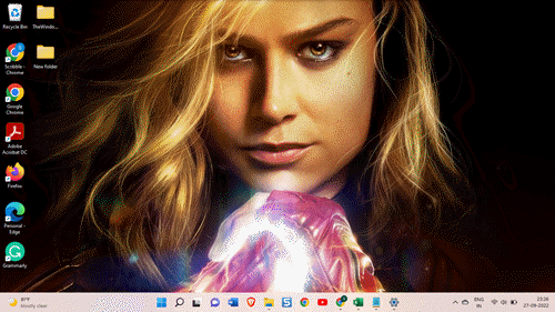 Captain Marvel fona attēls operētājsistēmai Windows 11, 10
