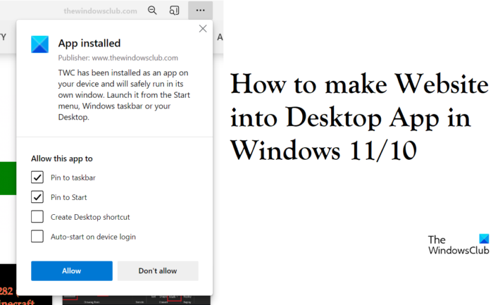 Cómo convertir un sitio web en una aplicación de escritorio en Windows 11/10