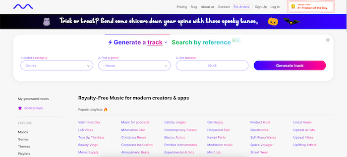Mubert Render Music Public Domain-webbplatser
