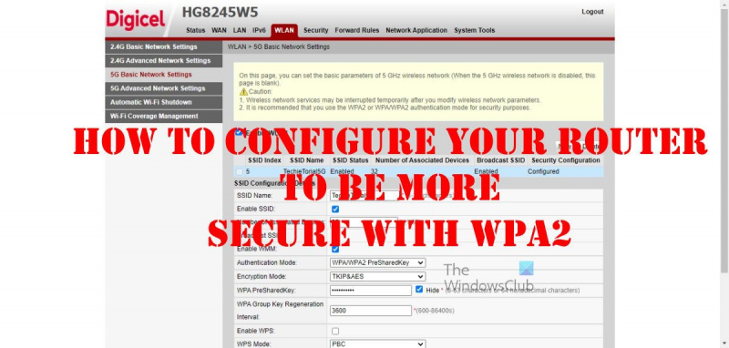 Kā iestatīt maršrutētāju, lai tas būtu drošāks, izmantojot WPA2