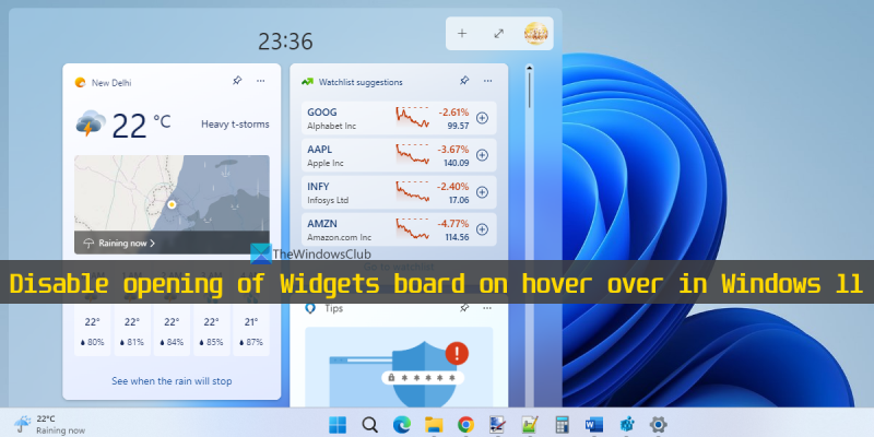 Onemogoči odpiranje plošče pripomočkov ob premikanju miške v sistemu Windows 11