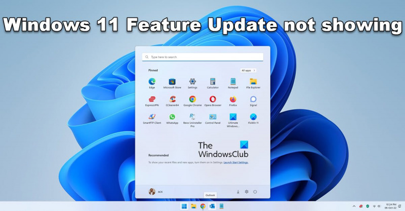 Windows 11 22H2 värskendust ei kuvata