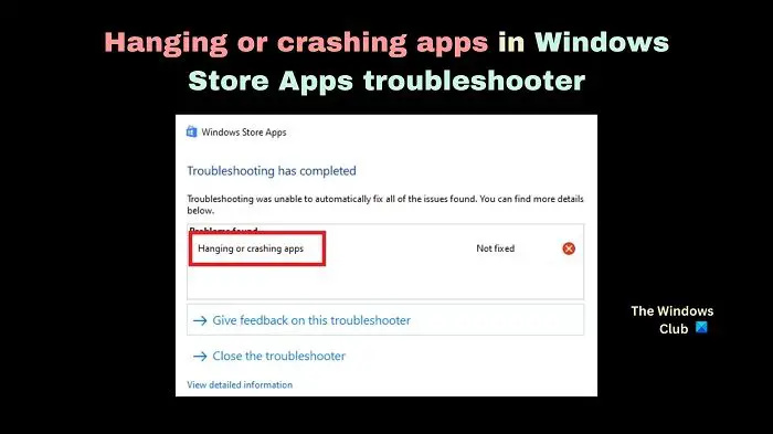 Hängande eller kraschar appar i Windows Store Apps felsökare