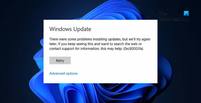 Ispravno popravite pogrešku 0xC80003FA Windows Update