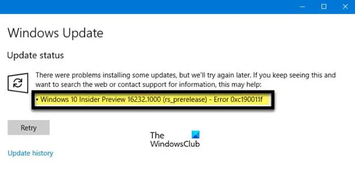 Opravte kód chyby aktualizace 0xc190011f v systému Windows 11