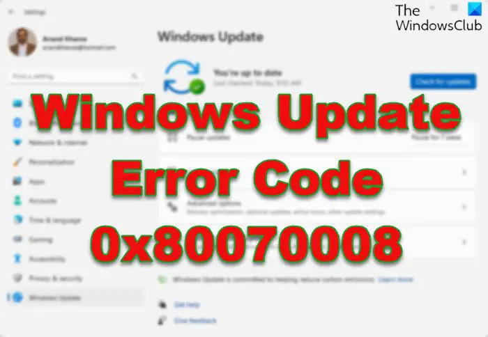 Oprava chyby 0x80070008 Windows Update Error