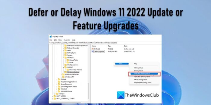Atlikt vai atlikt Windows 11 2022 atjauninājumu vai līdzekļu atjauninājumus