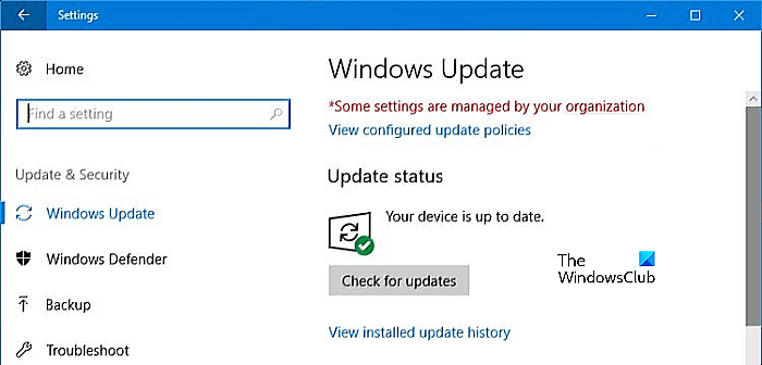 Lihat dasar Kemas Kini Windows yang dikonfigurasikan Windows 10