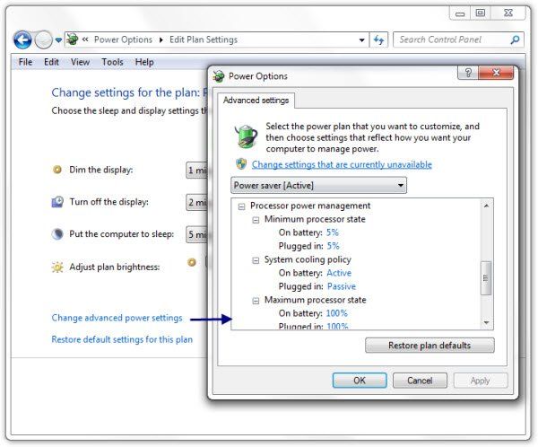 Windows 10에서 최적의 전원 관리를위한 프로세서 사용량 관리
