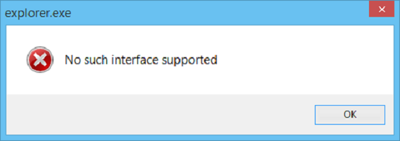 Sellist liidese toetatud viga pole Windows File Exploreris