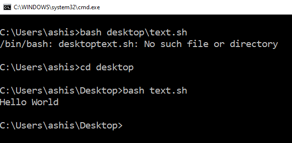 Как да стартирате .sh или Shell Script файл в Windows 10