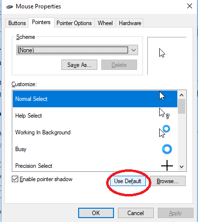 Le pointeur de la souris est en retard ou se fige sous Windows 10