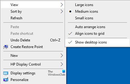 Cara menampilkan atau menyembunyikan ikon desktop di Windows 10