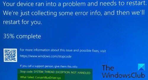 Correction de l'erreur d'écran bleu CorsairVBusDriver.sys dans Windows 10