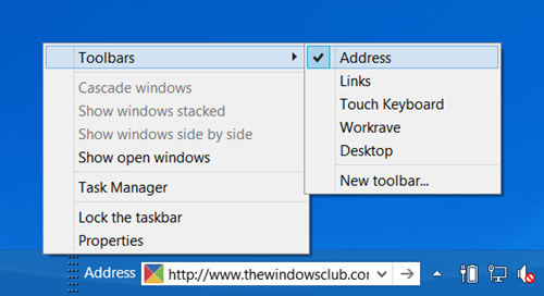 Как добавить адресную строку на панель задач в Windows 10