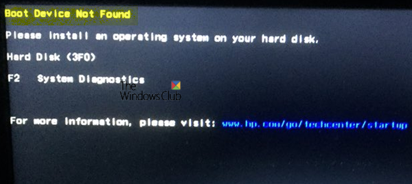 Reparar el error de dispositivo de arranque no encontrado en Windows 10