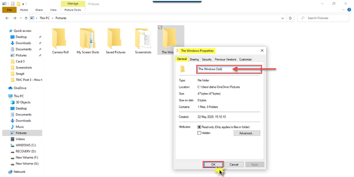 ونڈوز 10 میں فائلوں یا فولڈرز کا نام تبدیل کرنے کا طریقہ