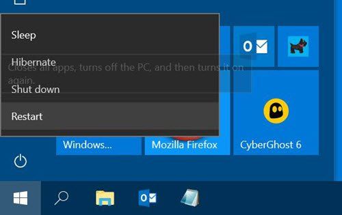 Menu mula Windows 10 sentiasa dibuka selepas tidur atau hibernasi