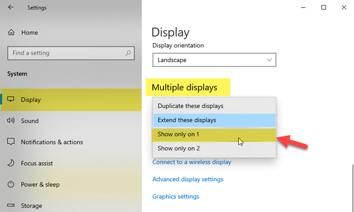 Comment passer de double moniteur à simple sous Windows 10