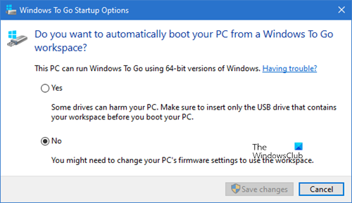 Windows Go Go startēšanas opcijas