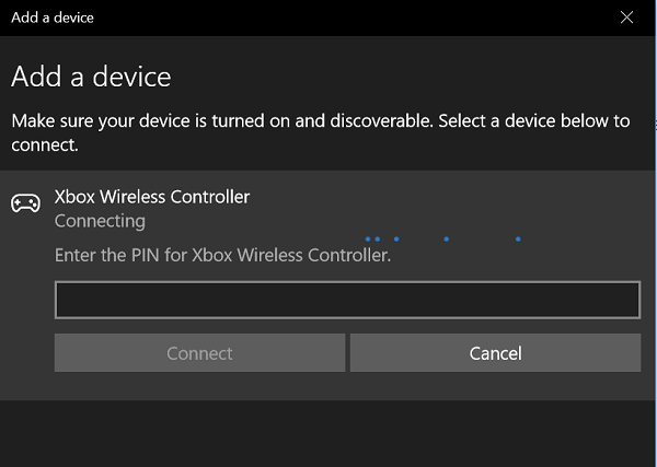 무선 Xbox One 컨트롤러에는 Windows 10 용 PIN이 필요합니다.