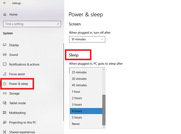 Comment modifier les paramètres de veille sur Windows 10