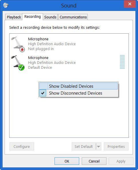 Comment activer tous les périphériques d'enregistrement dans Windows 10