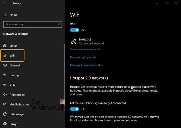 Pengaturan Wi-Fi tidak ada di perangkat Windows 10 atau Surface