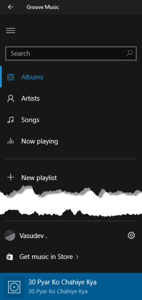 Groove Music programa, skirta Windows 10